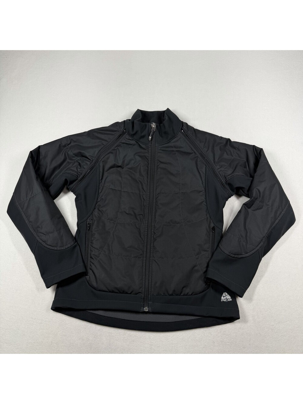 VTG Nike ACG 2-in-1 Black Puffy Jacket/Vest Full Zip In/Out Pockets Thinsulate M